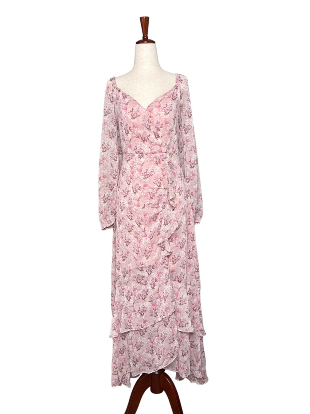 Lush Dusty Pink Flowered Maxi Dress Size Small - Picture 4 of 12
